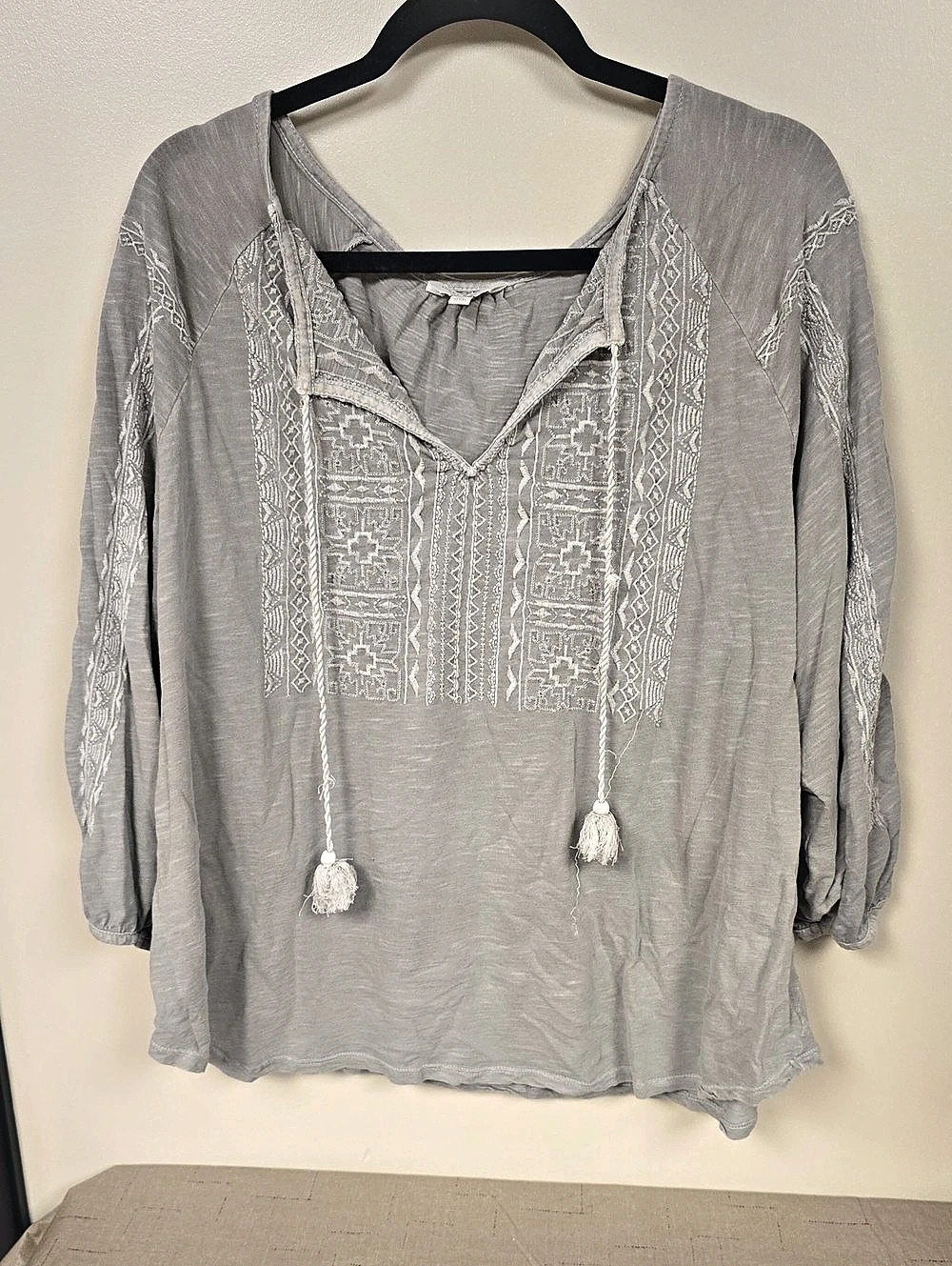 Lucky Brand Embroidered Tunic in Gray Size 2X/26